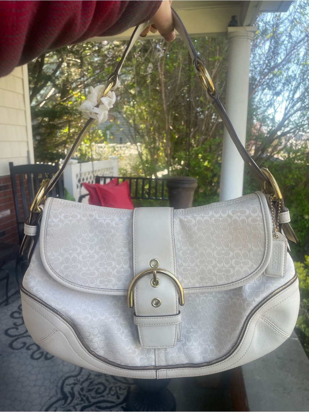 Coach White Signature SoHo city flap  Hobo Shoulder Bag large